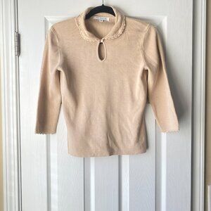 Mercer Street Studio | Beige Keyhole Neckline Sweater